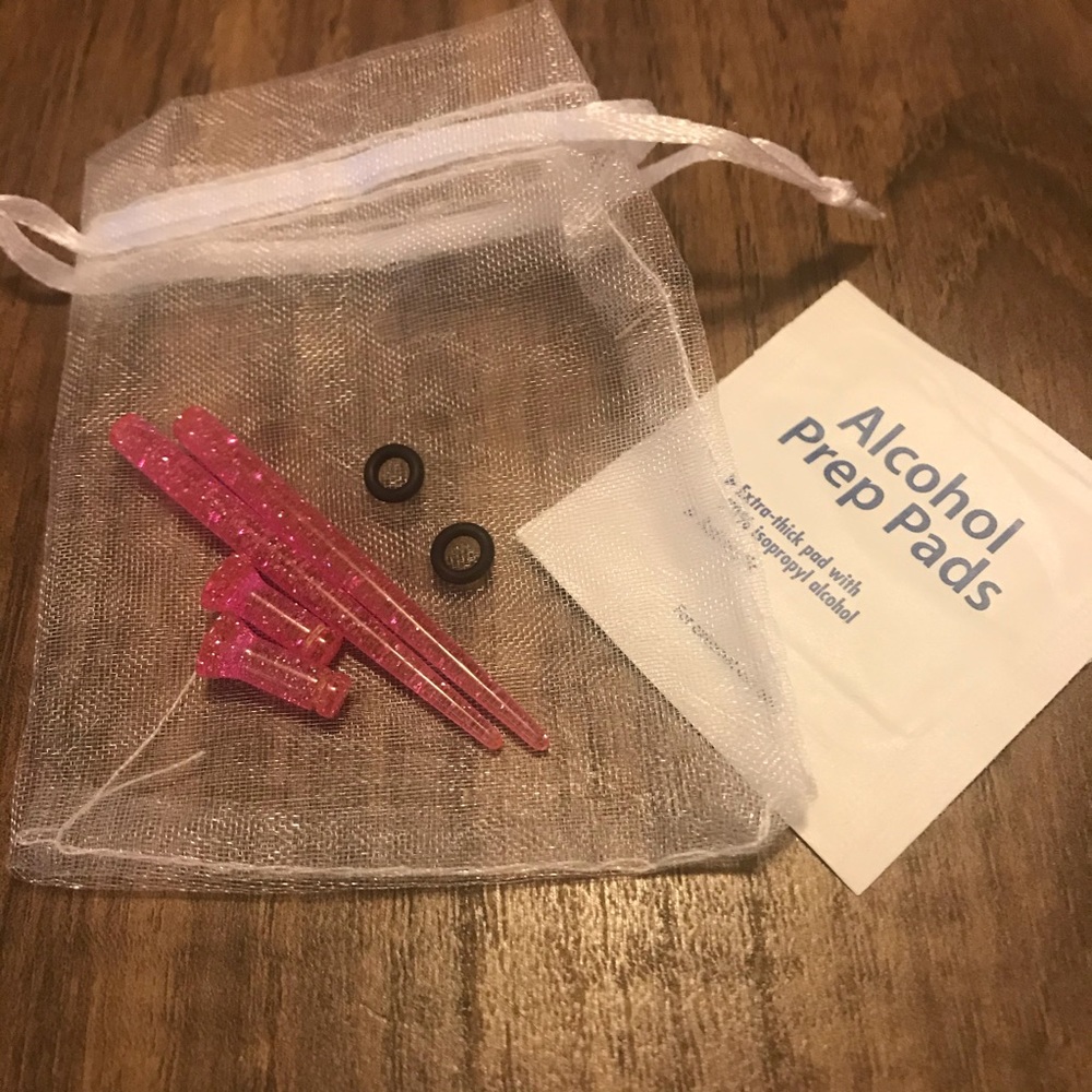 $3 bundled - 6g Acrylic Tapers Plugs, pink glitter